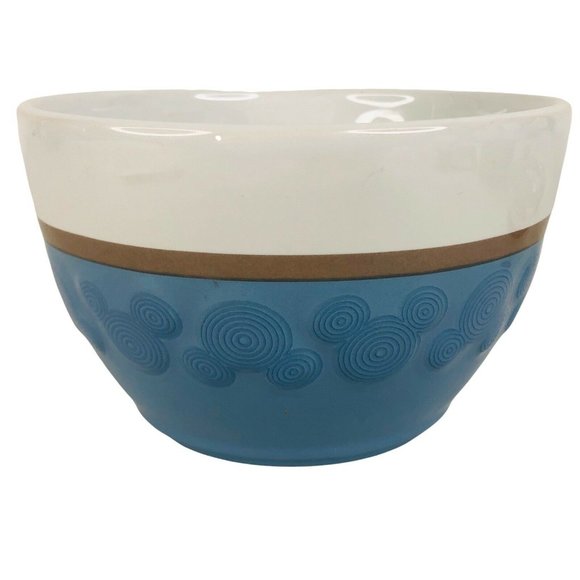 Disney Parks Mickey Mouse Soup Cereal Bowl Blue Brown Stripe White Thailand - Picture 7 of 10